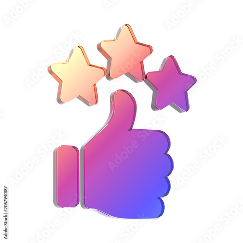 Top Rating Thumbs Up Icon 3D Rendering