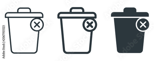 Fotografía Trash can delete icon set in thin line bold line and solid styles interface appl