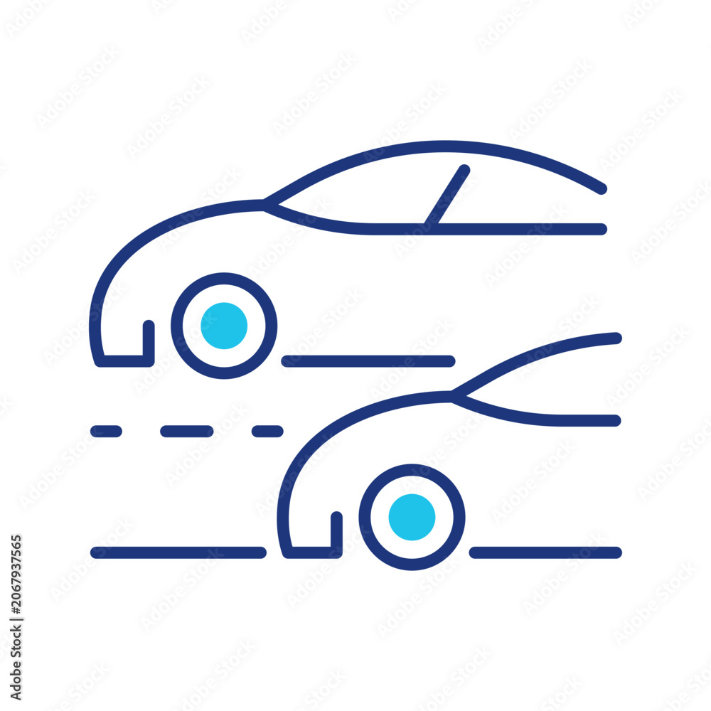 Naklejka premium Race car icon. Transport and motorsport line symbol. Color.