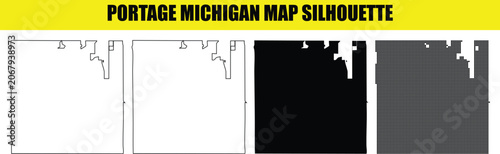 Foto Portage michigan map silhouette vector illustration isolated on white background high detail map