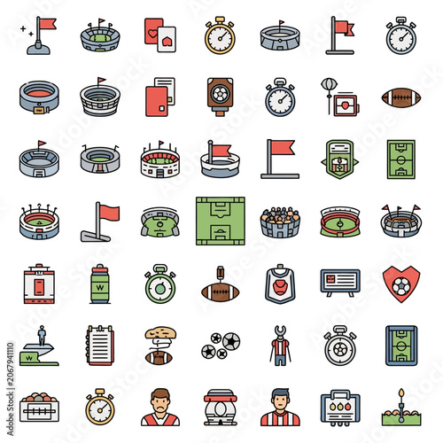 Colorful collection of sports and competition icons.