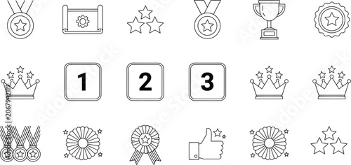 Achievement and Recognition Icon Set for Awards and Rankings