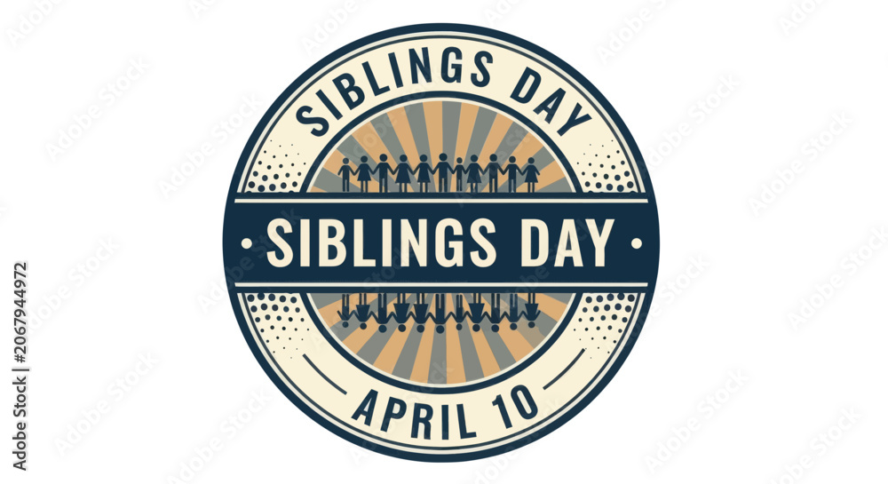 Obraz premium Siblings day april 10 circular emblem
