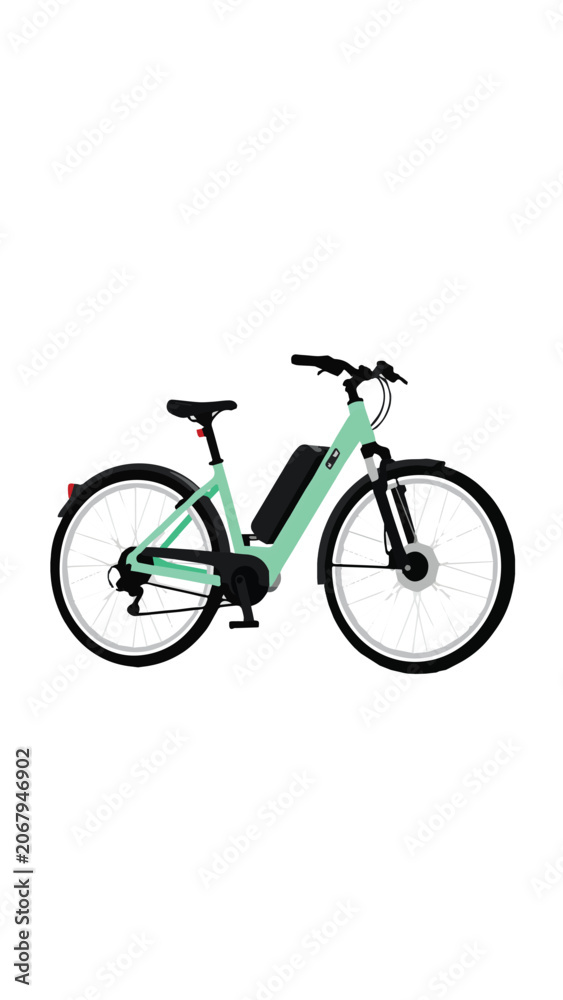 Fototapeta premium Modern Electric Bicycle with Slim Frame and Large Wheels for Urban Commuting.