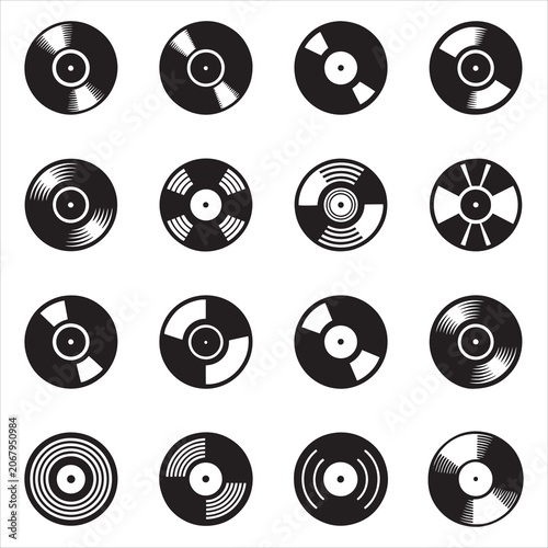 Retro record label template with vinyl disc and classic typography