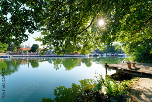 The Beach of Joinville-le-Pont city on the Marne river. Île-de-France region