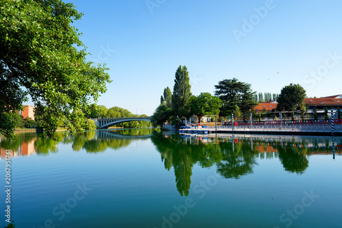 The Beach of Joinville-le-Pont city on the Marne river. Île-de-France region