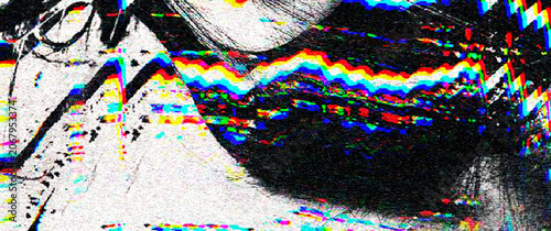Retro VHS background. Glitch art scan line background. TV scan line monitor for old technology concept. Glitch camera effect.