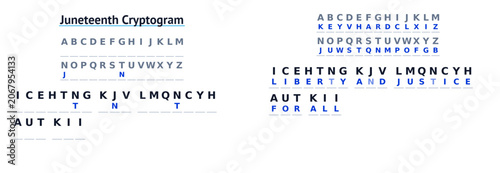 Foto Cryptogram secret code puzzle for adults, decode the message about Juneteenth, p