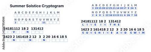 Photos Cryptogram secret code puzzle for adults, decode the message, printable with sol