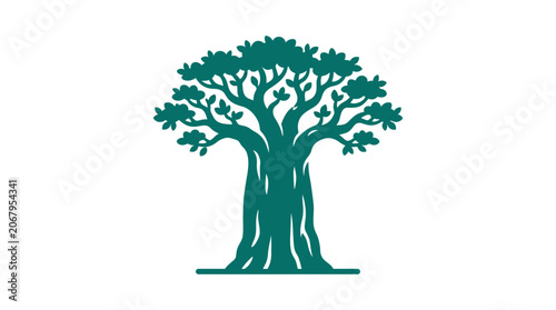 Obraz na płótnie Green Baobab tree icon isolated on white background.