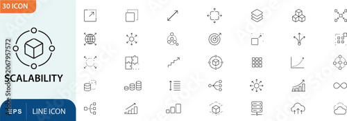 Scalability icons set for business growth and development