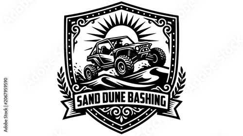 Fotografía Sand dune bashing off road vehicle crest logo.