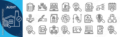 Bild auf Leinwand Audit outline icon set