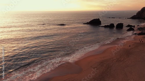 Aerial View of Praia da Adraga at Sunset, Colares, Portugal