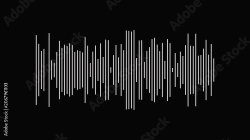 White sound wave pattern on black background audio signal animation waveform music wave soundwave.