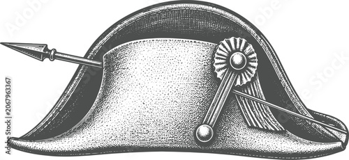 Konstfotografi Vintage Napoleonic Bicorne Hat Engraving Historical Military Vector Illustration