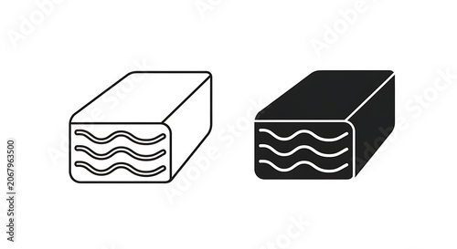 Set of two icons of a block of tofu or layered food product