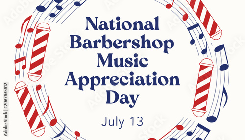 Slika na platnu Decorative graphic celebrating national barbershop music appreciation day in jul