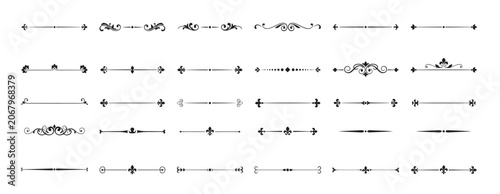 Tableau sur toile Set of elegant vintage text dividers and decorative calligraphic line flourishes