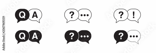 Bild auf Leinwand Set of question and answer speech bubble icons for customer support and feedback