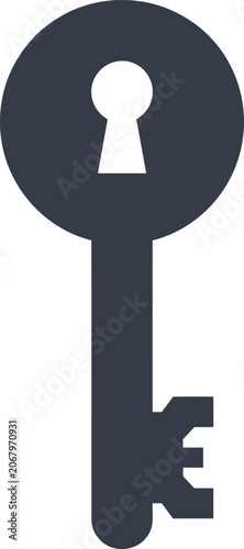 Classic antique key silhouette isolated on white security access and mystery concept