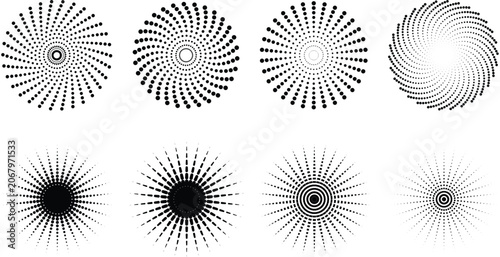 Cuadro en lienzo Abstract vector swirls collection of circular dot patterns for graphic design