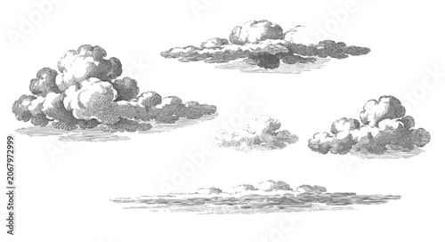 Fotografie Detailed sky cloud illustration with classic etching technique and natural atmospheric shading