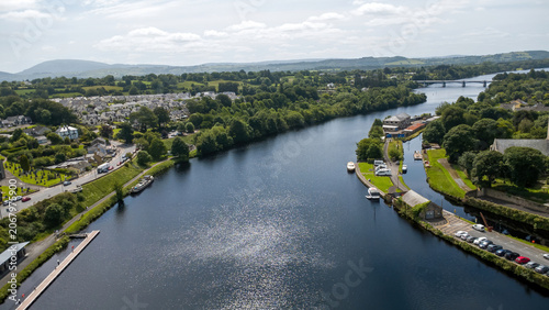 Drone view over Shannon River in Killaloe