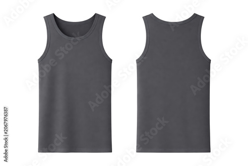 Cotton tank top front and back view isolated on transparent background