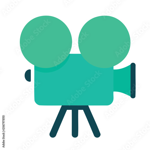 Stylized vintage movie camera illustration on a white background