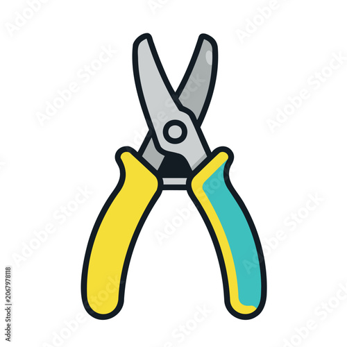 Illustration of nail clippers for pets with colorful handles on a white background