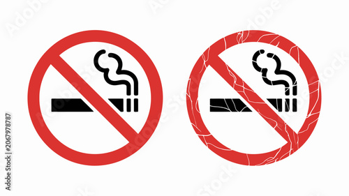 No smoking symbol icons with a red circle and slash on a white background ban prohibition non smoking cigarette