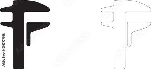 Φωτογραφία Vernier caliper vector icon, precision measurement tool symbol, sliding gauge hardware and artisan manufacturing
