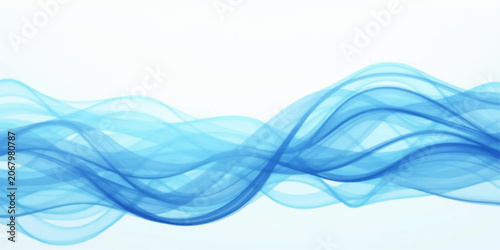 Fotografie Abstract flowing blue wave background with translucent gradient layered design c