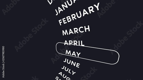 3d Circular Months of a year, all months name, Circulation of 12 months