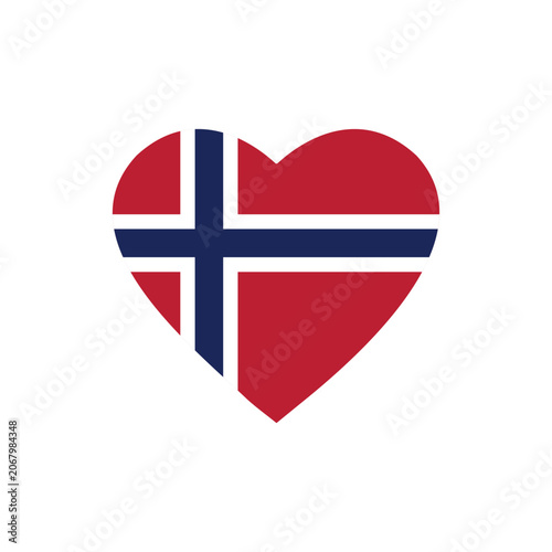 Norway Flag Heart Shape Icon Love Symbol National Country Patriotic Illustration