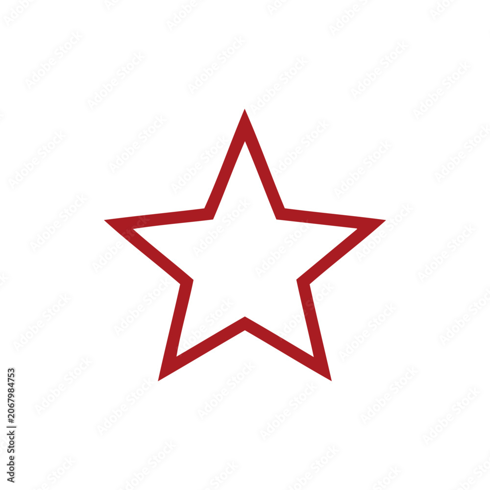 Fototapeta premium Red Outline Star Graphic Element Representing Success and Quality Achievement