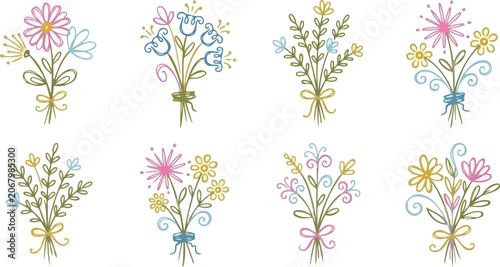 Vintage Floral Clipart Bundle, Wildflower Vector Collection, Botanical Flower Illustrations, Daisy Tulip Bouquet SVG PNG