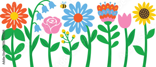 Vintage Floral Clipart Bundle, Wildflower Vector Collection, Botanical Flower Illustrations, Daisy Tulip Bouquet SVG PNG