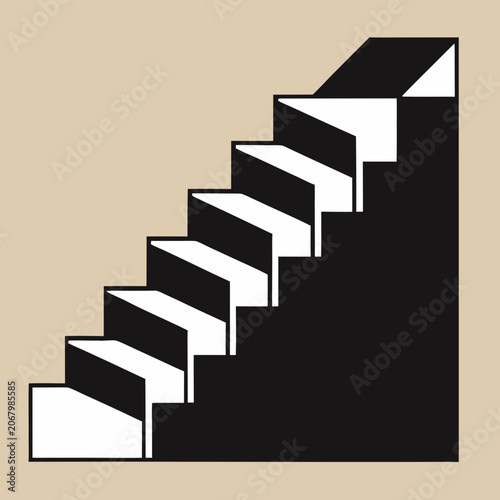 Φωτογραφία Black and white asymmetrical geometric staircase abstract wall steps