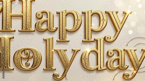 Golden Happy Holyday Animated Text Zooming on Bokeh Background