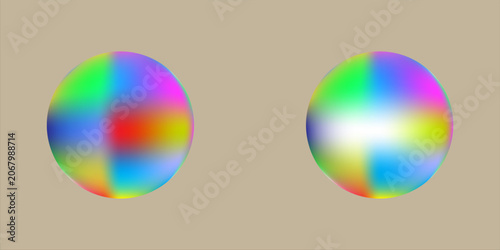 Colorful Abstract Gradient Spheres Pair On Neutral Beige Background — Vibrant Digital Art And Design Elements