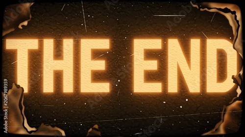 Cinematic Burning Film Reveal Animation with The End Text