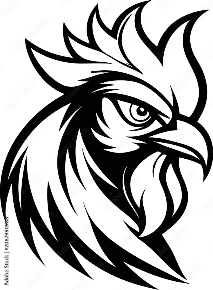 Fototapeta premium black and white rooster