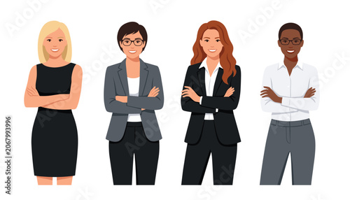 Fotografía Group of diverse business women standing together in elegant corporate attire with crossed arms