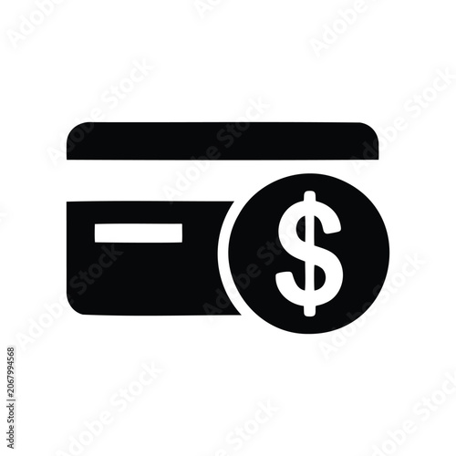 Digital Payment Icon: Credit Card and Dollar Symbol for Financial Transactions