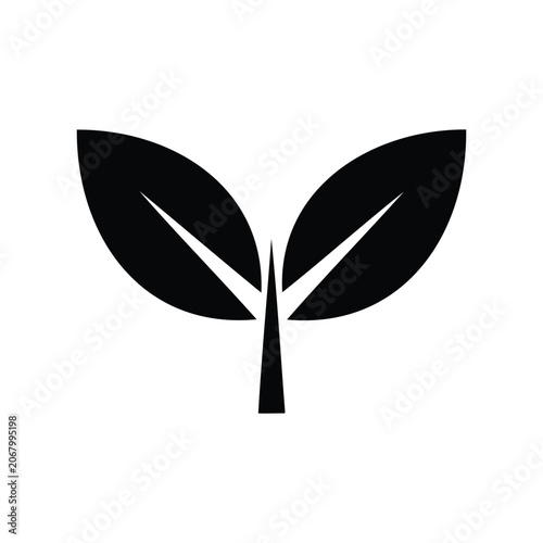 Symbol of a growing seedling with two leaves, representing nature, growth, and new beginnings.