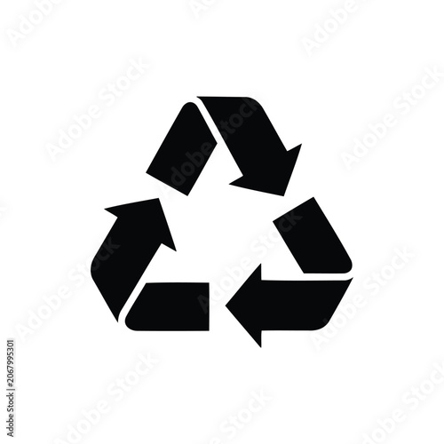 The universal recycling symbol with three chasing arrows, representing sustainability and environmental consciousness.