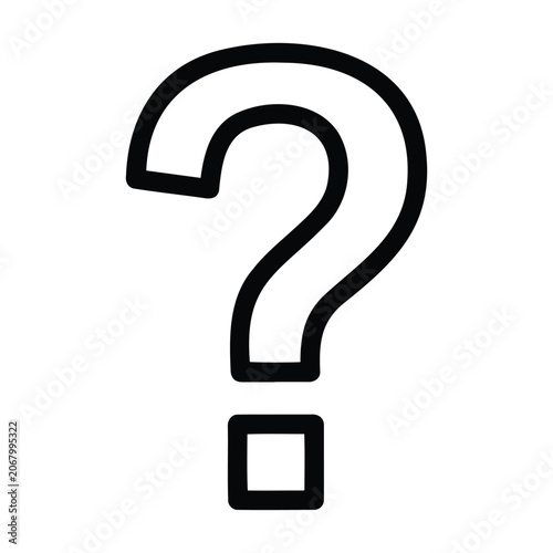 A bold outline of a question mark symbol, representing inquiry, curiosity, and seeking answers.